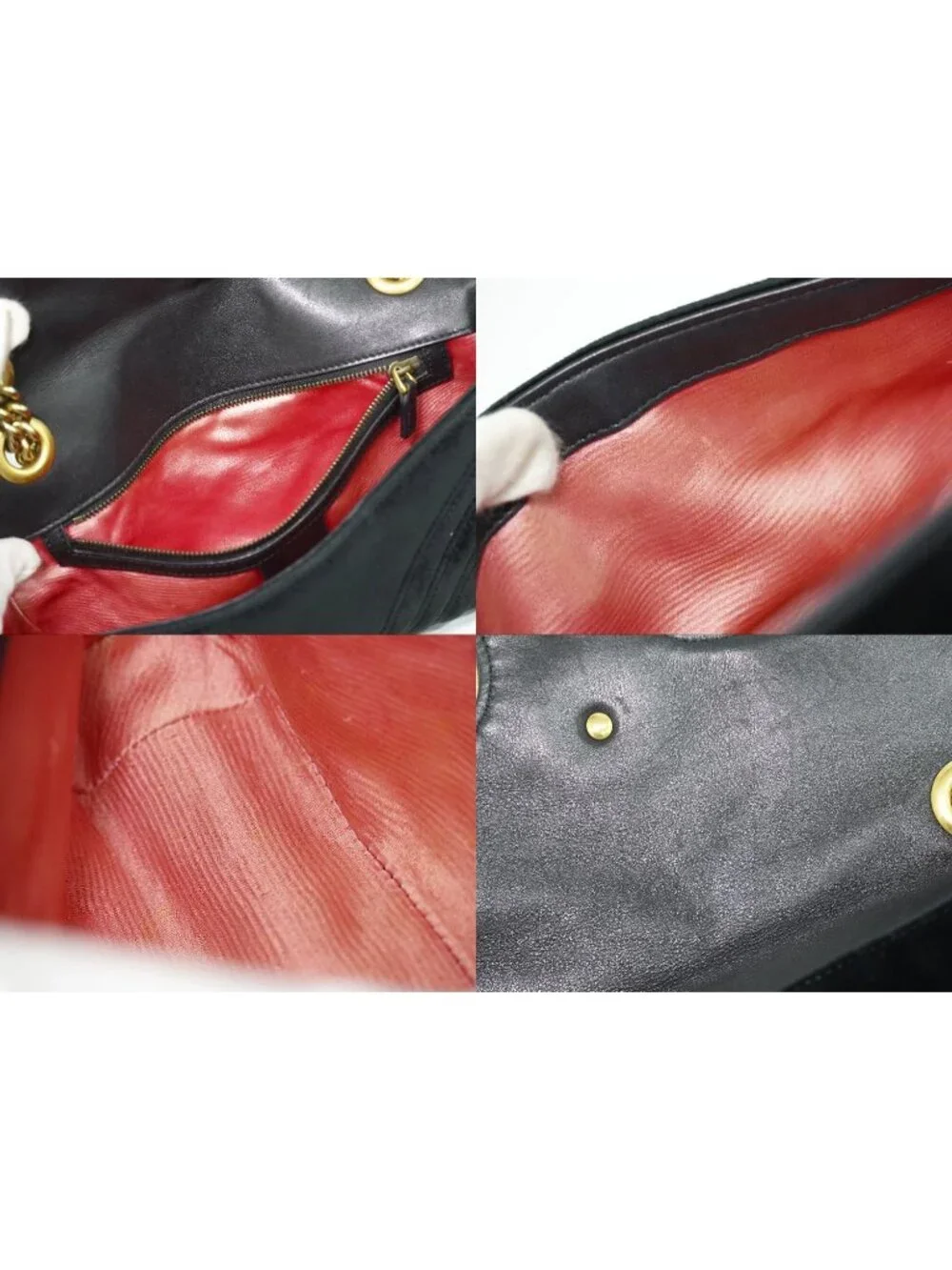 Gucci GG Marmont Chain Shoulder Bag Pochette Velvet Black